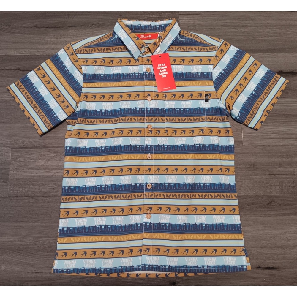 NWT Shinesty Men's Vienna Lager Button‎ Up Beer Shirt Size Medium
